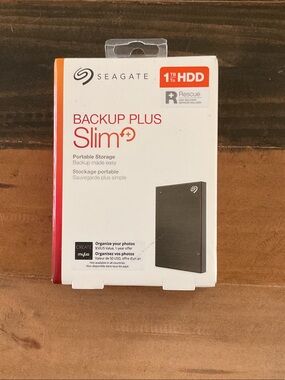 Seagate Backup Plus Slim Portable External Hard Drive - Black (1TB)